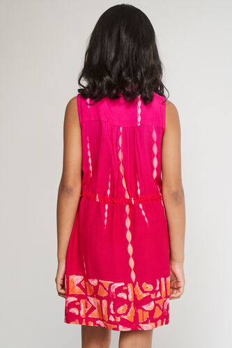 Hot Pink Tassels Abstract Dress, Hot Pink, image 4